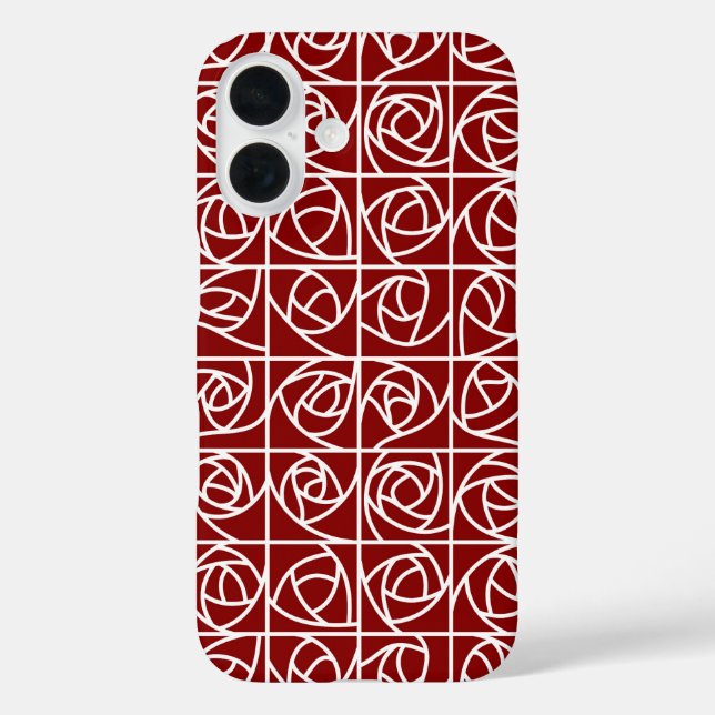 Art Deco Rose Squares Stylised Floral primary red Case-Mate iPhone Case (Back)
