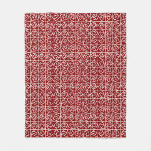 Art Deco Rose Squares Stylised Floral primary red Fleece Blanket