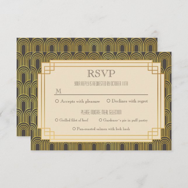 Art deco rsvp invitation (Front/Back)