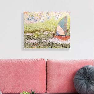 Art Deco Sailboat Canvas Print