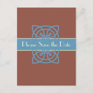 Art Deco Save the Date Announcement Postcard