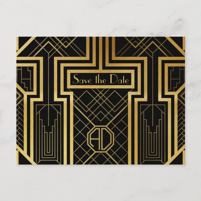 Art Deco Save the Date Card (Front)