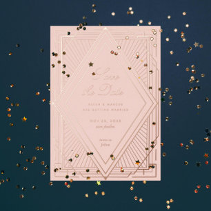 Art Deco Save the Date Diamond Blush Rose Gold