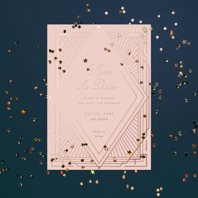 Art Deco Save the Date Diamond Blush Rose Gold (Creator Uploaded)