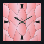 Art Deco Scales Design Pink Square Wall Clock<br><div class="desc">Wall clock art deco design that you can customise with any text of your choice. Should you require any help with customising then contact us through the link on this page. Art deco clock.</div>