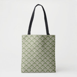 Art Deco Scallop Arch Olive Green Tote Bag