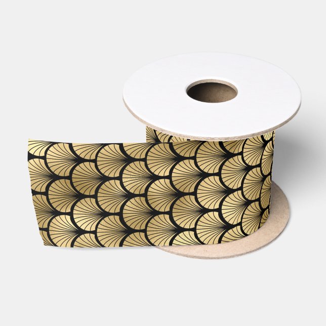 Art Deco Scallop Fan Radiating Pattern Design Satin Ribbon (Spool)
