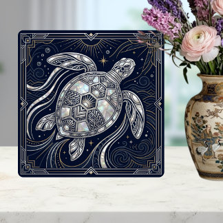 Art Deco Sea Turtle Mother of Pearl Style Tile