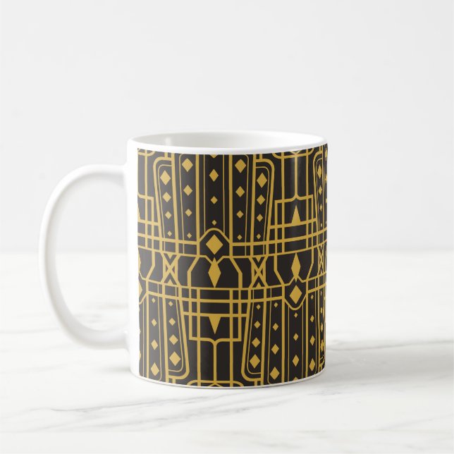 Art Deco seamless luxury geometric pattern. Golden Coffee Mug (Left)