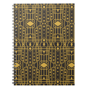 Art Deco seamless luxury geometric pattern. Golden Notebook
