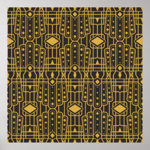 Art Deco seamless luxury geometric pattern. Golden Poster