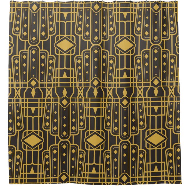 Art Deco seamless luxury geometric pattern. Golden Shower Curtain (Front)