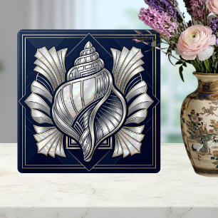 Art Deco Seashell Silver Mother of Pearl Style Tile