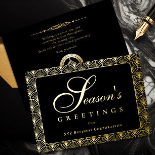 Art Deco Season's Greetings Business Gold Foil 