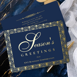 Art Deco Season's Greetings Navy Business