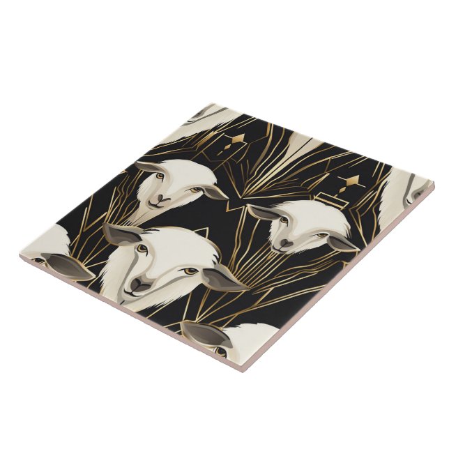 Art Deco Sheep No1 Tile (Side)