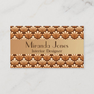 Art Deco Shell Pattern, Copper & Chocolate Brown Business Card