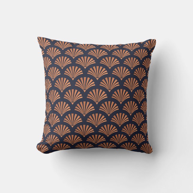 Art Deco Shell Pattern Copper Cushion (Front)