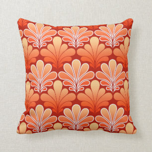 Art Deco Shell Pattern, Mandarin Orange Cushion