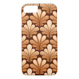 Art Deco Shell Pattern, Rose Gold and Dark Brown iPhone 8/7 Case