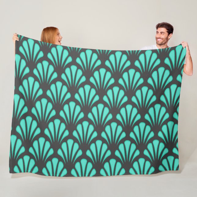 Art Deco Shell Shape Fleece Blanket (In Situ)
