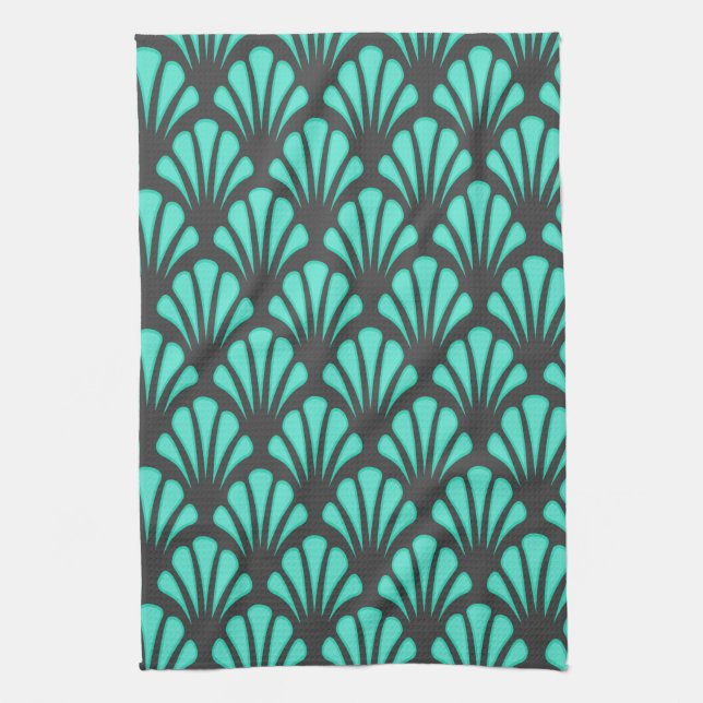 Art Deco Shell Shape Tea Towel (Vertical)