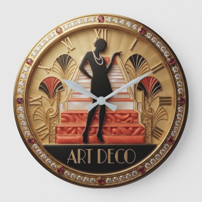 Art Deco Silhouette with Gemstone Large Clock (Front)