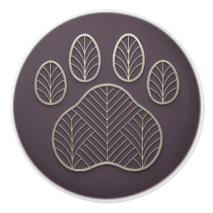 Art Deco Silver Brown "Metalwork" Paw Ceramic Knob