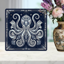 Art Deco Silver Octopus Mandala Kraken