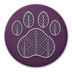 Art Deco Silver Plum "Metalwork" Paw Ceramic Knob