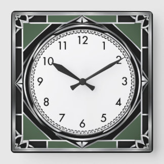 Art Deco Silver Square Wall Clock