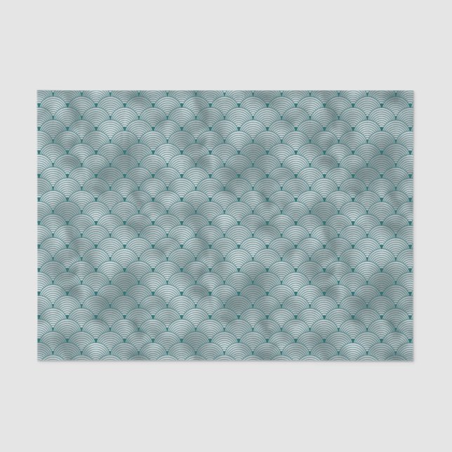 Art Deco Silver Teal Contemporary Tissue Paper (Front)