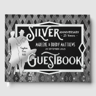 Art Deco Silver Wedding Anniversary Great Gatsby Guest Book