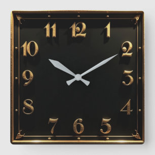 Art Deco Simple Black Square Wall Clock