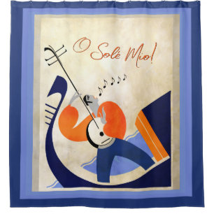 Art Deco Singing Gondolier O Sole Mio Shower Curtain