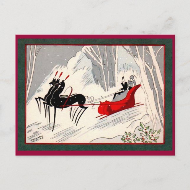 Art Deco sleigh Postcard (Front)