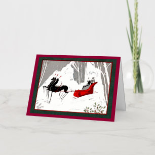 Art Deco Sleigh Ride Foil Greeting Card