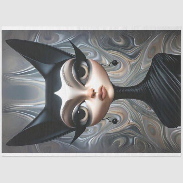 Art Deco Sphinx Sophisticated Cat Decoupage   Tissue Paper (Front)