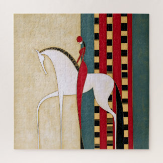 Art Deco Spiral Horse and Rider Geometric Jigsaw Puzzle