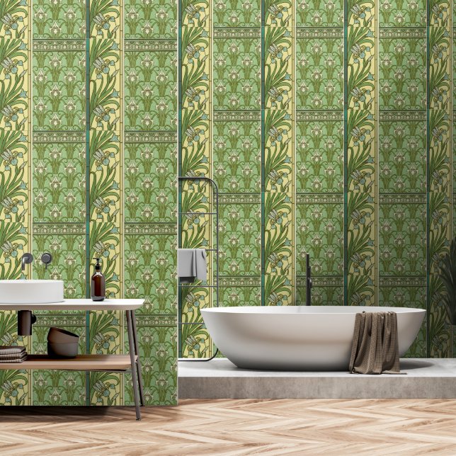 Art Deco Springtime Flowers Wallpaper (Bathroom)