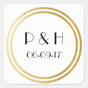 Art Deco Square Stickers Wedding Envelopes