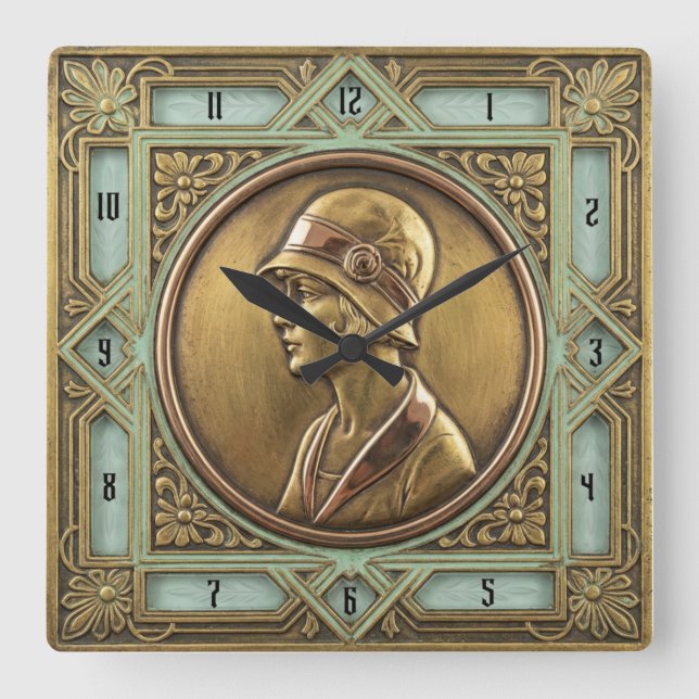Art Deco  Square Wall Clock (Front)