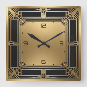 Art Deco Square Wall Clock