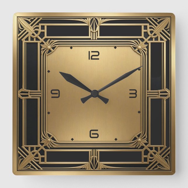 Art Deco Square Wall Clock (Front)