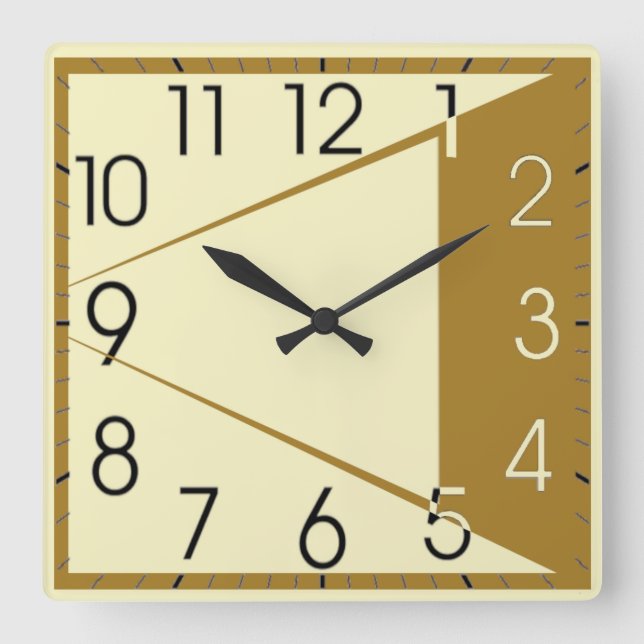 Art Deco Square Wall Clock (Front)