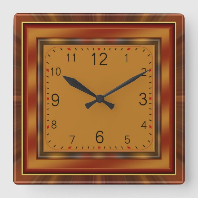 Art Deco Square Wall Clock (Front)