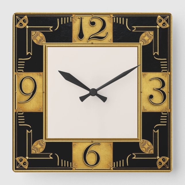 Art Deco Square Wall Clock (Front)
