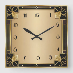 Art Deco Square Wall Clock