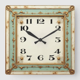 Art Deco Square Wall Clock