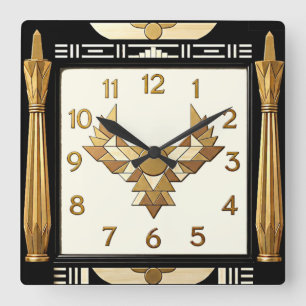 Art Deco Square Wall Clock